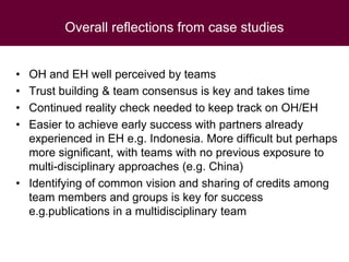 Ecohealth and One Health research in Southeast Asia: Examples, challenges, successes and outlook