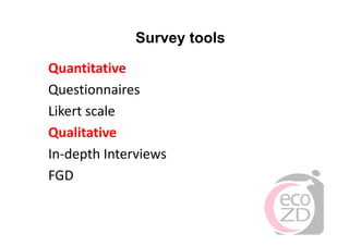 EcoHealth survey tools development and practical application