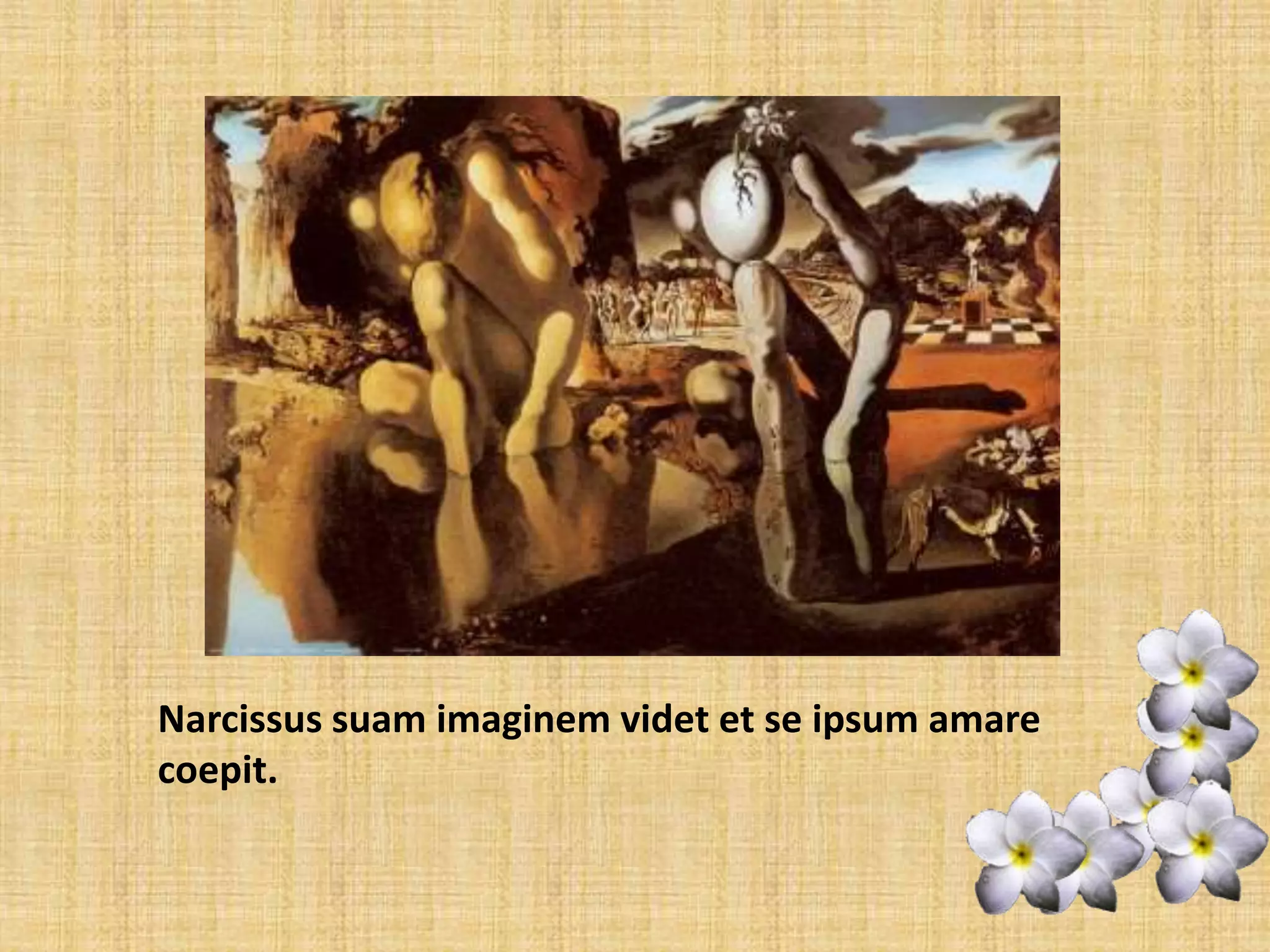 Narcissussuam imaginem videt et se ipsumamarecoepit.