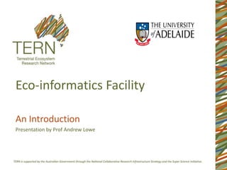 Eco-informatics Facility An Introduction Presentation by Prof Andrew Lowe 
