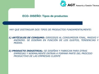 ECO-INGENIERÍA: Evaluación del Proyecto y Resultados

El objetivo es evaluar los resultados de proyecto con la intención de obtener
conclusiones válidas para trasmitir los resultados ambientales interna y
externamente, de manera periódica.
La valoración de un proyecto de ECO-INGENIERÍA depende de multitud de
variables, aunque los criterios principales para esta evaluación son:


Valoración de la mejora de los principales aspectos ambientales,
comparados con los de el anterior producto, a la vez que se complementa
con la correcta consecución de los requisitos ambientales establecidos en
el pliego de condiciones.



Análisis de cómo afectan las mejoras ambientales a los factores
motivantes del ecodiseño, analizando en que medida se han logrado
aquellos objetivos para los que se ha realizado el proceso de ecoingeniería.



Relacionar y comunicar las mejoras ambientales y el cumplimiento
de los factores motivantes, mediante herramientas de marketing.

 