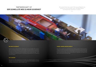 10 11
Partnerschaft ist
der schnellste Weg zu mehr Sicherheit
SCHNELL DENKEN, BESSER HANDELN
ecom lebt die Symbiose aus Familienbetrieb und moderner, globaler Unternehmenskultur.
In Zeiten wachsender technologischer Komplexität ist die schnelle Anpassung an Veränderungen
ein Differenzierungsmerkmal. ecom löst diese Aufgabe mit einer agilen Unternehmensgröße.
Sie macht gleichzeitig reaktionsschnell und stark genug für Großprojekte. Vom Ergebnis profi-
tieren unsere Kunden auf der ganzen Welt.
WELTWEITE SICHERHEIT
Explosionsschutz ist Vertrauenssache. Deshalb legen wir bei ecom größten Wert auf den di-
rekten und schnellen Austausch mit unseren Kunden. Nur partnerschaftliche Zusammenar-
beit erlaubt eine exakte Ausrichtung unseres Angebotes auf die Unternehmensanforderungen.
Ein Konzept, das wir konsequent auf den Lebenszyklus unserer Produkte übertragen – mit ei-
nem weltweiten und dichten Servicenetz. Ihr persönlicher Ansprechpartner ist so nie weiter als
einen Anruf entfernt.
GUT ZU WISSEN
Dabei bieten wir neben außergewöhnlichen Produkten auch umfängliches Wissen zu den ver-
schiedenen Dimensionen des Explosionsschutzes. Unsere Seminare und Webinare vermitteln
Grundlagen und Kenntnisse zu diesem sensiblen Thema.
„Mit unserem Know-how, unserer Erfahrung und Begeisterung
eröffnen wir unseren Kunden immer neue Möglichkeiten,
Ihre Produktivität und Effizienz zu steigern.“
ecom
 