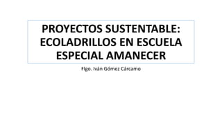 PROYECTOS SUSTENTABLE:
ECOLADRILLOS EN ESCUELA
ESPECIAL AMANECER
Flgo. Iván Gómez Cárcamo
 