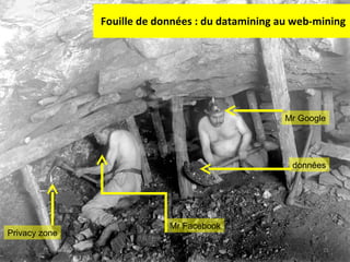 Fouille de données : du datamining au web-mining Mr Google Mr Facebook données Privacy zone 