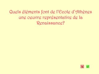 Quels éléments font de l’Ecole d’Athènes
    une oeuvre représentative de la
            Renaissance?
 