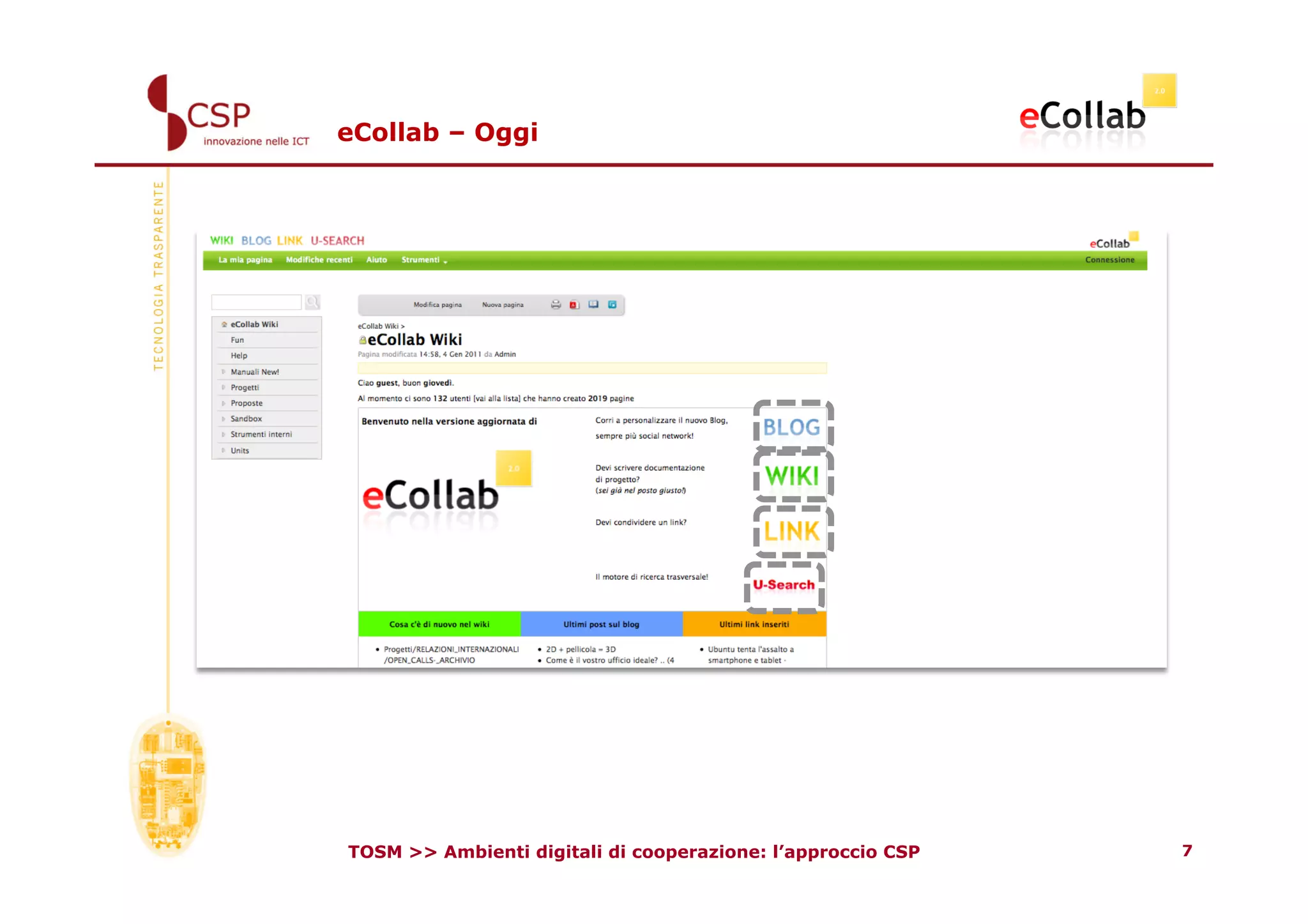 eCollab – Oggi




TOSM >> Ambienti digitali di cooperazione: l’approccio CSP   7
 