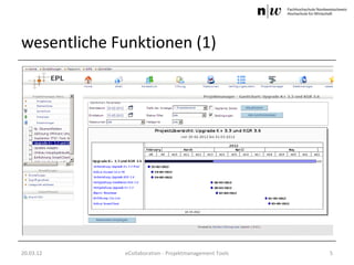 wesentliche Funktionen (1)




20.03.12     eCollaboration - Projektmanagement Tools   5
 