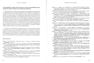 A. BELLO, J. A. GONZÁLEZ
decir, diseñando los cultivos desde el punto de vista de su funcionalidad, que nos
perniita una gestión armónica de los sistemas de producción.
Hemos planteado los aspectos fundamentales ele la ecología de los sistemas agra-
rios analizando una serie de ejemplos que pueden servir de referencia para lograr una
agricultura en armonía con el medio ambiente. Se han centrado estos ejemplos en el
manejo de la biodiversidad y en el desarrollo de nuevas técnicas de cultivo, bas<:1n-
dose en aspectos relacionados con la ecología del suelo. Pero hay que tener en cuen-
ta que hay otros aspectos tales como la funcionalidad de las plantas, su capacidad de
autodefensa y sus interrelaciones con los otros organismos del sistema, así como las
técnicas que pe1111Íten la creación de paisajes diversificados que suelen caracterizar
los agrosistemas tradicionales, y que podrían haber servido de referencia en los pla-
nes de concentración parcelaria. Con todo ello se pueden eludir los problemas de
impacto ambiental agrario, que comienza a plantear hasta la necesidad de elaborar
medidas legislativas para la protección del medio ambiente,
Por último, en el diseño de los sistemas agrarios no se deben olvidar los proble-
mas sociales actuales, como mantenimiento de empleo y la gestión de los recursos
naturales, al mismo tiempo que mejorar los ingresos de los agricultores mediante la
reducción de costes de producción y la diferenciación de los productos de calidad,
Estos problemas tienen solución en el estudio de la ecología de los sistemas agrarios,
que nos permite estahlecer relaciones armónicas entre agricultura y medio ambiente,
BIBLIOGRAFÍA
BELLO, A 1988. Estructura ecológica elel suelo y su interés en producción vegetal.
Horticultura, 39: 8-19,
BELLO A 1993 a. Presentación. En A Maya, A Paniagua y A Bello (Eds). El mundo rural
en la encrucijada: repercusiones territoriales de la PAe. Jornadas sobre Desarrollo
Rural. León, 20-22 abril: 4-7,
BELLO A 1993 b. Valores agroecológicos de la producción de pastos y forrajes en Castilla-La
Mancha, Acta de la XXXIII Reunión Científica de la SEEP, 29 marzo al 2 de abril,
Ciudad Real; 38·50.
BELLO, A 1993 c. Agroecología y conocimiento campesino en Canarias, la Jornadas
Agrícolas y Ganaderas de Canarias. Cabildo Insular de Gran Canaria, 9-29.
BELLO, A 1994. Conocimiento campesino y concienciación ciudadana en una agricultura
ecológica, Econavarra: 10 pp,
BELLO, A.; NI, ESCUER; M. ARIAS. 1994. Nematological problems, production systcms
and Illcditerranean environments. EPPO BuII., 24 (en prensa),
94
ECOLOGfA DE SISTEMAS AGRARIOS
BELLO, A; .l. GOMILA; M.A. PASTRANA; .lA GONZÁLEZ; M. ESCUER; M. ARlAS.
1994, Sistemas tradicionales y control de nematodos en las Islas Baleares. Resúmenes VII
Congreso de la SEF,18-21 octubre, Sitges (Barcelona): 24.
BELLO, A; J,A GONZÁLEZ 1994. Potato cysl nematodes in the Canary lslands, an epide-
miological model far the Meditcrranean Region. EPPO Bull., 24 (en prensa),
BELLO, A; l.A GONZÁLEZ; M. BUN; .r. DOMÍNGUEZ; l. LÓPEZ·CEPERO; C.M.
RODRÍGUEZ; J, TELLO, 1993. Interés agroeeológico de la solarización de un sunstrato
de pumitas en Canarias, Actas del XII Congreso Latinoamericano de la Ciencia del
Suelo, Salamanca, Septiembre, Tomo 111: 1608-1615.
BELLO, A; .I.A GONZÁLEZ, AM. KORAYEM; S.R GOUEN. 1994. Meloidogynejovanica
management on bananas in the Canary lslands. Nematropica (en prensa).
BELLO, A.; S,R. GOWEN. 1993. Agroecología y protección de cultivos, Ecosistemas, 7:
36XI.
BELLO, A; C. LÓPEZ-FANDO, 1993. Los nematodos del suelo indicadores de la degrada-
ción y recuperación de un Xefalf, El estudio del suelo y de su degradación en relación
con la desertificación. Actas XII Congreso Latinoamericano de la Ciencia del Suelo:
419-426.
BELLO, A.; C.M. RODRÍGUEZ; l. LÓPEZ CEPERO;.IA GONZÁLEZ. 1991. Sistemas
productivos y nematodos del suelo en cultivos de papas sobre punmitas, Comunicaciones,
XVII Reunión Nacional de Suelos: 153-163.
BELLO, A.; l. TELLO; A. NAVAS; R LAGUNA; R MECO. 1990.· Caracterización de los
problemas fitopatológicos de origen edáfico en Castilla-La Mancha, Su interés en una
ordenación Fitosanitaria, Il Jornadas de Fitopatología: Control biológico de las enfer-
medades del Suelo. Consejería de Agricultura de la Junta de Comunidades de
Castilla-La Mancha. Serie Jornadas Técnicas nO 4: 149-165.
BLAINE MEETING, lR F. (Ed.). 1994. Soil MicrobiaI Ecology. Applications in
Agricultural and Environmental Management. Maree! Dekker, New York: 648 pp.
CARSON, RI964. The Silent Spring. Fawcet, New York.
DÍAZ PINEDA, F. 1994. Ecología de los sistemas agrarios. I Congreso de la Sociedad
Española de Agricultura Ecológica. Toledo, septiembre 1994: 15 pp.
EDWARDS, c.A.; Il.R. STINNER, D. STINNER; S. RABATIN (Eds). 1988. BioIogical in!c·
ractions in soil. Elsevier, Amsterdam: 380 pp.
ESCUER, M.; D. JIMÉNEZ GUIRADO; A. BELLO. 1993. Nematodo indicator value of al1th·
ropic action on soil. In: HJ.P. Eijsackers and T, Hamcrs (Eels), Soil & Environment.
Integrated Soil and Sediment Research: A Basis for Proper Protection. Kluwer
Academic Publishers, Dordrecht: 140-141.
GLIESSMAN. S, R 1990, Agroecology: Researching the EcologicaI Basis for Sustainable
Agriculture. S.R. Gliessman, New York, 280 pp.
GÓMEZ SAL, A. J988, Ecosistemas rurales, En: J,R. Marlínez-Rodríguez, Elementos bási-
cos para la educación ambiental. Pub. del Ati.la de Ecología, Ayuntamiento de Madrid:
51·77.
GÓMEZ SAL, A, 1993. Ecologfa de los sistemas agrarios, Ecosistemas, 7: 10-15,
95
 