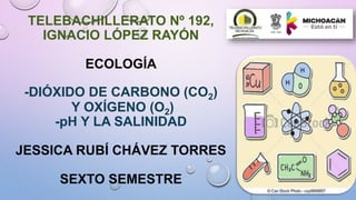 TELEBACHILLERATO Nº 192,
IGNACIO LÓPEZ RAYÓN
ECOLOGÍA
-DIÓXIDO DE CARBONO (CO2)
Y OXÍGENO (O2)
-pH Y LA SALINIDAD
JESSICA RUBÍ CHÁVEZ TORRES
SEXTO SEMESTRE
 