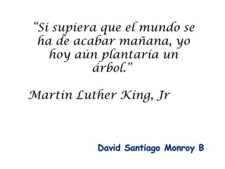 “Si supiera que el mundo se
ha de acabar mañana, yo
hoy aún plantaría un
árbol.”
Martin Luther King, Jr
 