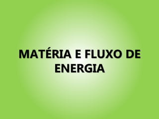 MATÉRIA E FLUXO DE
ENERGIA
 