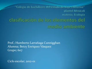 Prof.; Humberto Larrañaga Cunnigghan
Alumna; Betzy Enríquez Vásquez
Grupo; 607


Ciclo escolar; 2012-01
 