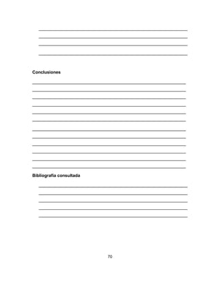 70
______________________________________________________________
______________________________________________________________
______________________________________________________________
______________________________________________________________
Conclusiones
________________________________________________________________
________________________________________________________________
________________________________________________________________
________________________________________________________________
________________________________________________________________
________________________________________________________________
________________________________________________________________
________________________________________________________________
________________________________________________________________
________________________________________________________________
________________________________________________________________
________________________________________________________________
Bibliografía consultada
______________________________________________________________
______________________________________________________________
______________________________________________________________
______________________________________________________________
______________________________________________________________
 