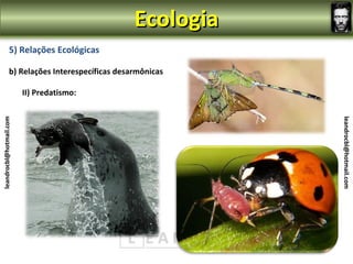 Ecologia
                5) Relações Ecológicas

                b) Relações Interespecíficas desarmônicas

                         II) Predatismo:
leandrocbl@hotmail.com




                                                            leandrocbl@hotmail.com
 