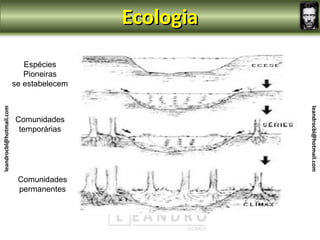 Ecologia
                            Espécies
                            Pioneiras
                         se estabelecem
leandrocbl@hotmail.com




                                                     leandrocbl@hotmail.com
                         Comunidades
                          temporárias




                          Comunidades
                          permanentes
 