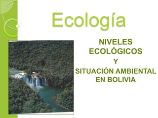Ecología
NIVELES
ECOLÓGICOS
Y
SITUACIÓN AMBIENTAL
EN BOLIVIA
 