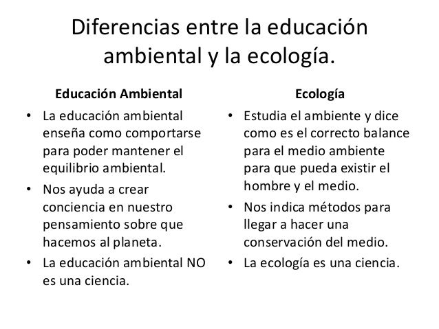 Ecología, Educación Ambiental y Conciencia Ambientalista.