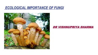 ECOLOGICAL IMPORTANCE OF FUNGI
DR VISHNUPRIYA SHARMA
 