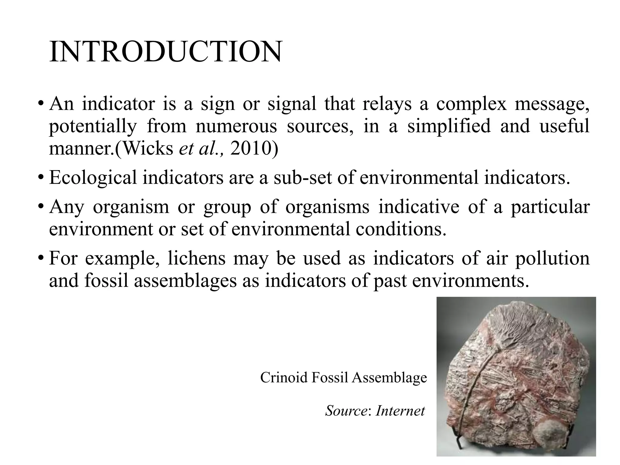 Ecological indicators and support with local examples | PPTX