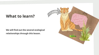 What to learn?
We will find out the several ecological
relationships through this lesson.
 