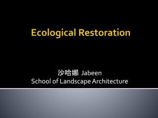 沙哈娜 Jabeen
School of LandscapeArchitecture
 