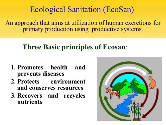 sanitation ecological sanitation Ecological sanitation ecological sanitation (ecosan) is a concept that treats various types of waste generated by us as a resource which can be safely. sanitation ecological sanitation Ecological sanitation ecological sanitation (ecosan) is a concept that treats various types of waste generated by us as a resource which can be safely.