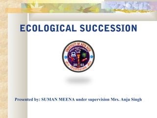 ECOLOGICAL SUCCESSION
Presented by: SUMAN MEENA under supervision Mrs. Anju Singh
 
