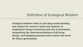 ecological wisdom in ancient Indian culture | PPTX