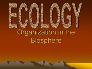 Organization in the
    Biosphere
 