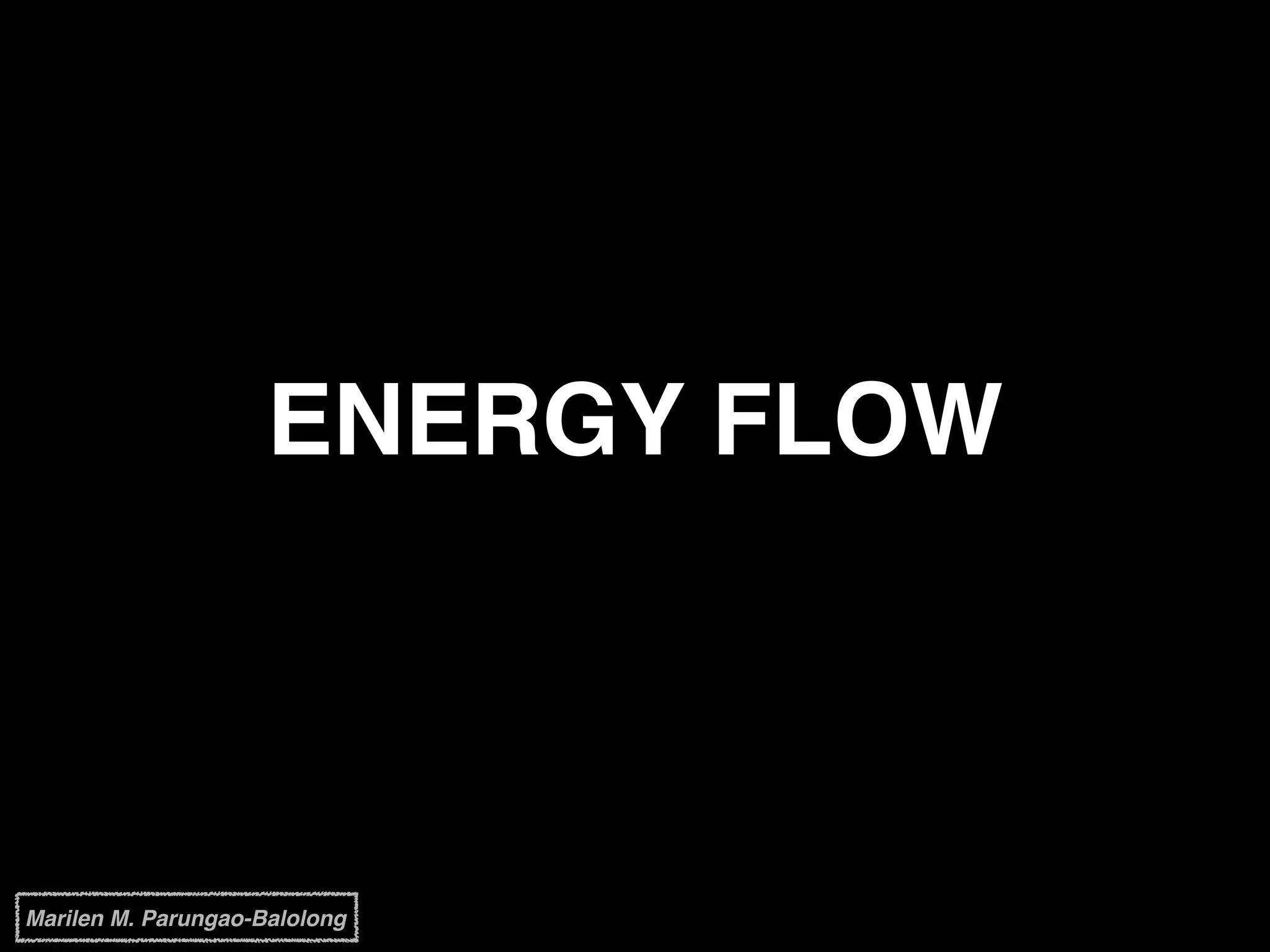ENERGY FLOW
Marilen M. Parungao-Balolong
 
