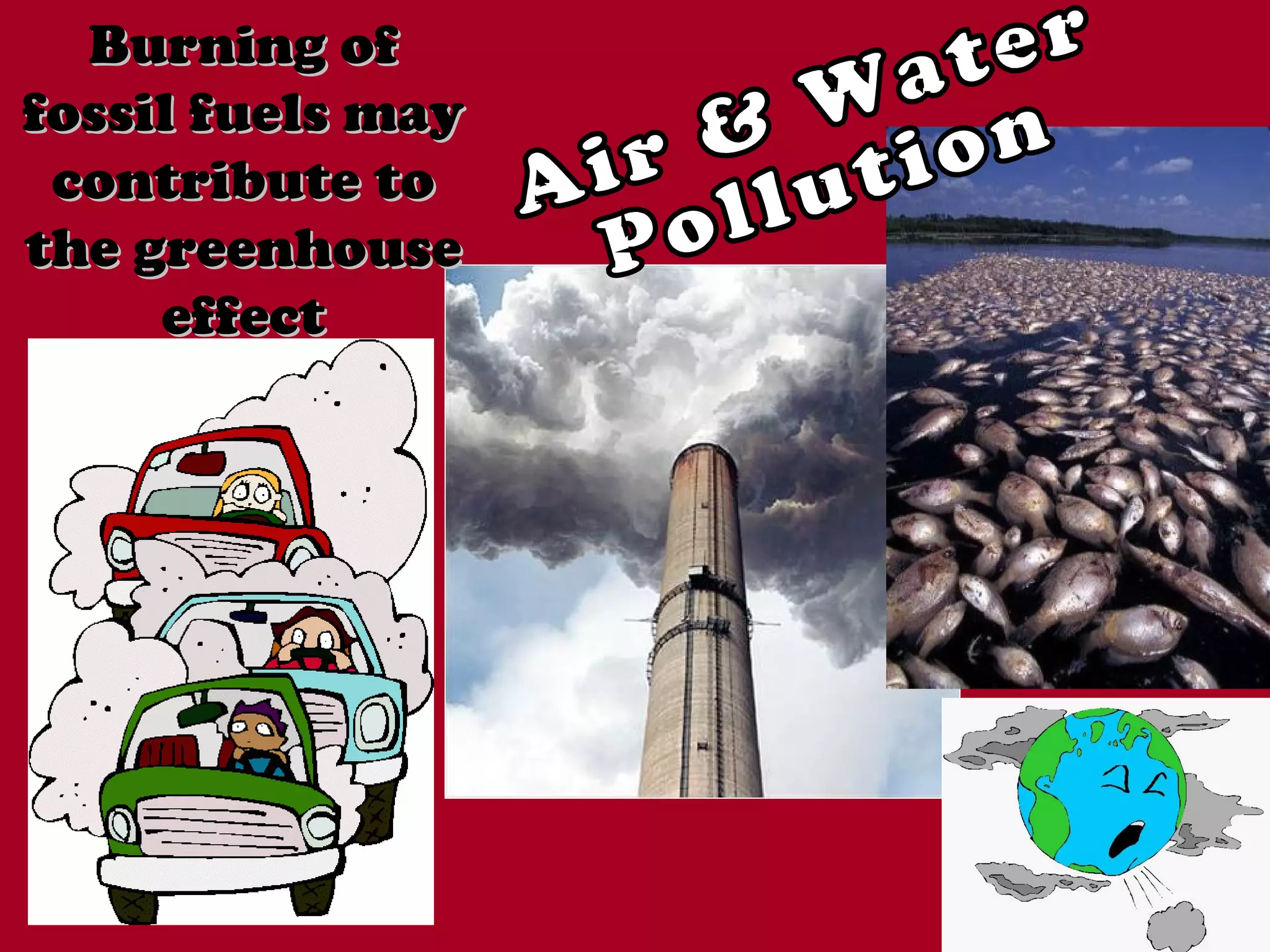 Burning ofBurning of
fossil fuels mayfossil fuels may
contribute tocontribute to
the greenhousethe greenhouse
effecteffect
 