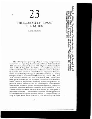 Ecology of human strengths, stokols 2003