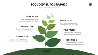 19
ECOLOGY INFOGRAPHIC
WRITE YOUR SUBTITLE HERE
YOUR TITLE 01
Green marketing is a practice
whereby companies seek to go.
YOUR TITLE 03
Green marketing is a practice
whereby companies seek to go.
YOUR TITLE 05
Green marketing is a practice
whereby companies seek to go.
YOUR TITLE 02
Green marketing is a practice
whereby companies seek to go.
YOUR TITLE 04
Green marketing is a practice
whereby companies seek to go.
YOUR TITLE 06
Green marketing is a practice
whereby companies seek to go.
 