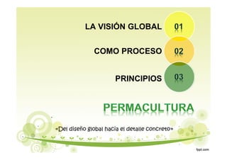 LA VISIÓN GLOBAL
«Del diseño global hacia el detalle concreto»
COMO PROCESO
PRINCIPIOS
 