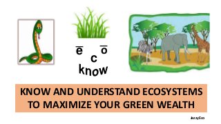 _
e

c

_
o

KNOW AND UNDERSTAND ECOSYSTEMS
TO MAXIMIZE YOUR GREEN WEALTH
JazzyEco

 