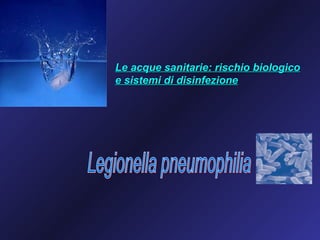 Le acque sanitarie: rischio biologico
e sistemi di disinfezione
 