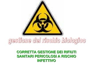 CORRETTA GESTIONE DEI RIFIUTI
SANITARI PERICOLOSI A RISCHIO
          INFETTIVO
 