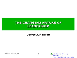 THE CHANGING NATURE OF LEADERSHIP Jeffrey A. Malakoff 