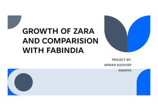 GROWTH OF ZARA
AND COMPARISION
WITH FABINDIA
PROJECT BY:
ARMAN KASHYAP
ANANYA
 
