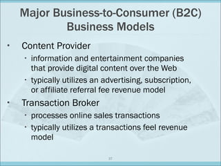 Major Business-to-Consumer (B2C) Business Models ,[object Object],[object Object],[object Object],[object Object],[object Object],[object Object]