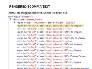 RENDERED ECOMMA TEXT
HTML code of displayed rendered eComma text output from
  ecomma.module
 