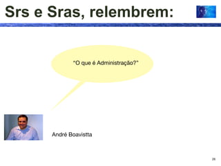 Srs e Sras, relembrem:


             “O que é Administração?”




      André Boavistta



                                        26
 