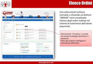 Contatti multicanaleI metodi di contatto rappresentano gli elementi di sicurezza e supporto nelle parte decisionale all’acquisto online. Molto importanti verso il pubblico italiano ancora molto diffidente verso l’eCommerceBottone di accesso nel menu principale del sito ecommercevisibile in tutte le pagineBanner con informazioni contatti telefonici, può essere colelgato a sistema di callback per chiamate dirette via Voip o richieste di contatto in determinati orariContatto via chat. Sistema di chat incorporato al sito ecommerce. Non necessita di sistemi chat installati nel pc cliente. Lato negoziante si integra con account di MSN messenger .