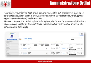 Menu Clienti - OrdiniOgni utente acquirente regolarmente registrato, una volta loggato (entrato) nel sistema, puo’ accedere ad una serie di servizi a lui dedicati, per mezzo di un menu che compare solo una volta entrato.Speciale Menu dedicato al cliente acquirente. Appare solo dopo aver effettuato il login, inserendo Username e Password correttamente.I dati di logIn vengono inseriti in fase di registrazione primo ordine e comunicati via email successivamente la registrazione.
