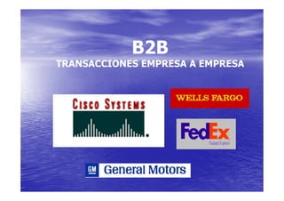 B2B
TRANSACCIONES EMPRESA A EMPRESA
 