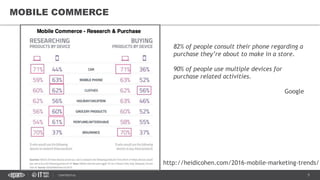 5CONFIDENTIAL
MOBILE COMMERCE
82% of people consult their phone regarding a
purchase they’re about to make in a store.
90%...