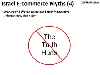 Israel E-commerce Myths (4)
• Everybody believes prices are better in the store –
  unfortunately that’s right
 