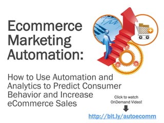 Ecommerce
Marketing
Automation:
How to Use Automation and
Analytics to Predict Consumer
Behavior and Increase        Click to watch
eCommerce Sales            OnDemand Video!


                         http://bit.ly/autoecomm
 