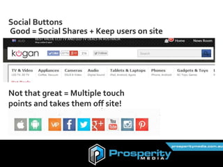 @connections8
Social Buttons
Good = Social Shares + Keep users on site
Not that great = Multiple touch
points and takes them off site!
 