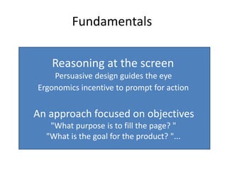 Personas to segment your visitors Name Photo Age Marital status Work Environment Hobbies Technical competence Needs, constraints, motivations, brakes Online buying behavior Citation 